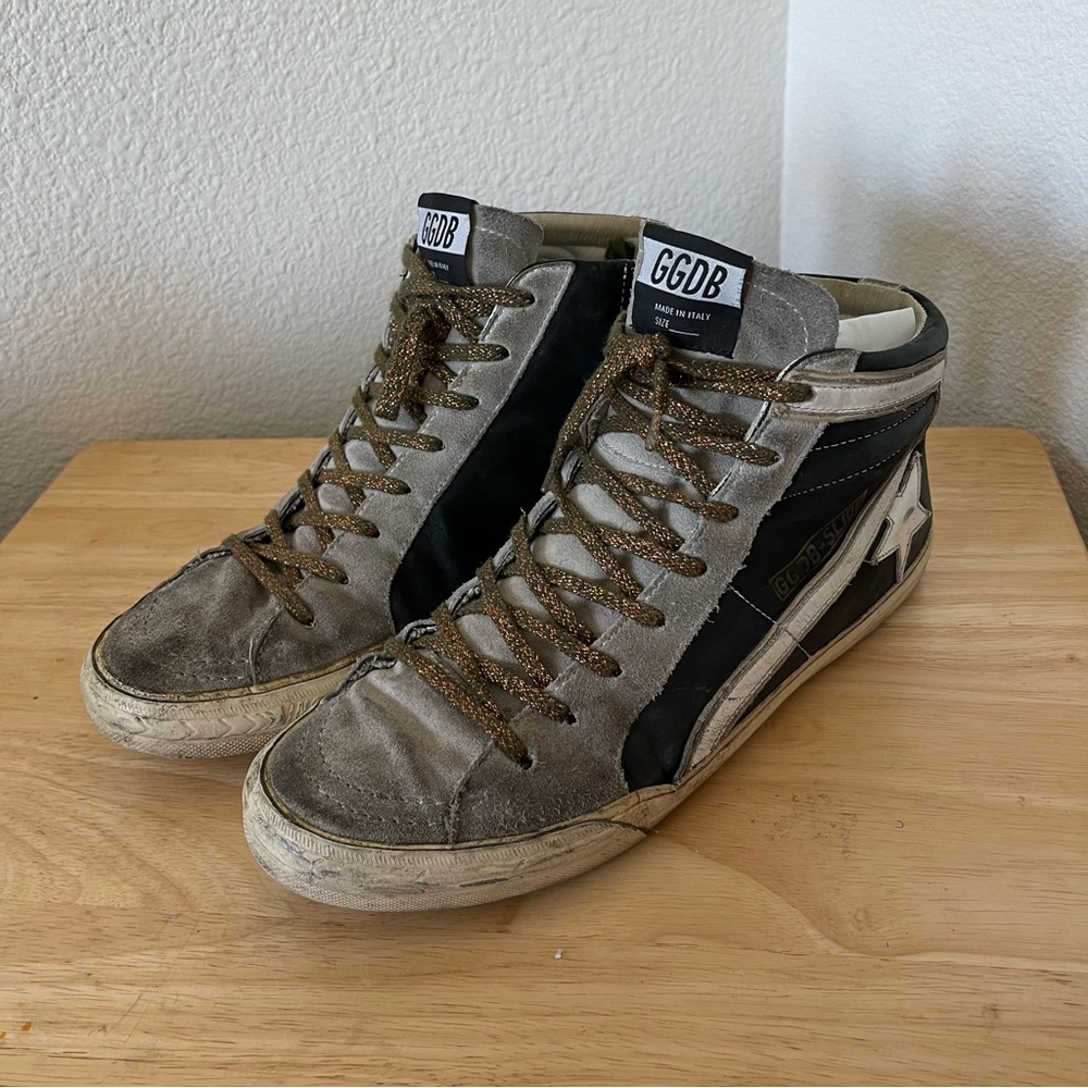 Golden Goose Slide High Top Gold Laces Sneaker